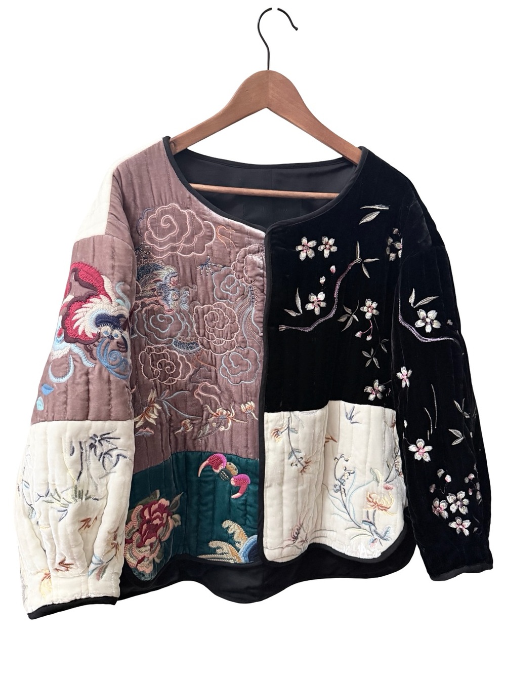 Betty Chow Couture Embroidered Patchwork Velvet Jacket - Black Multi